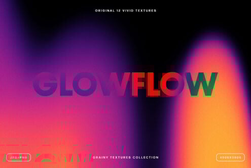 GlowFlow vivid grainy textures collection vibrant gradient design in JPG PNG formats ideal for graphic designers seeking unique backgrounds templates