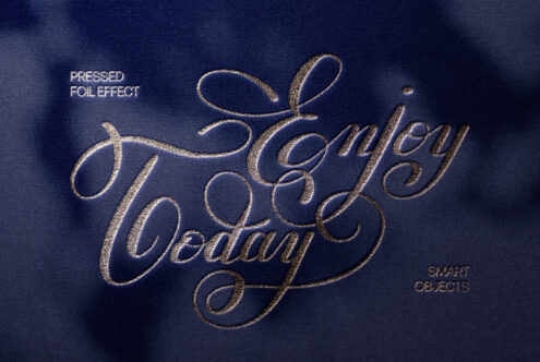 Luxe foil lettering with flourish on navy fabric, labeled Firenze 1790