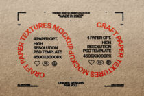Design collection label showing paper texture mockups in high resolution psd format templates