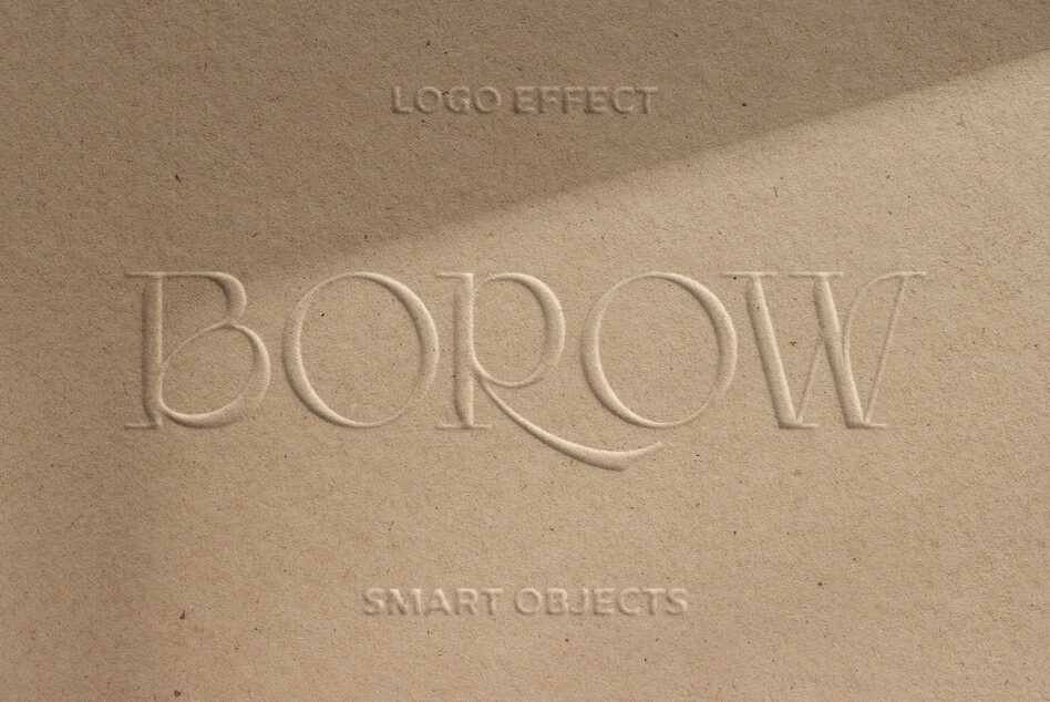 Serif lettering spelling borow with logo effect text on sand surface