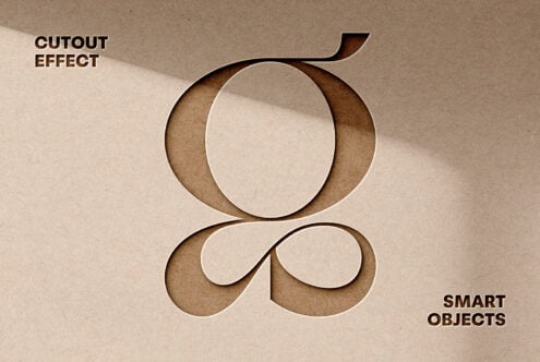 Font mockup with cutout effect showcasing an ampersand against a textured background for designers. Keywords: typography design, graphic template, smart objects.