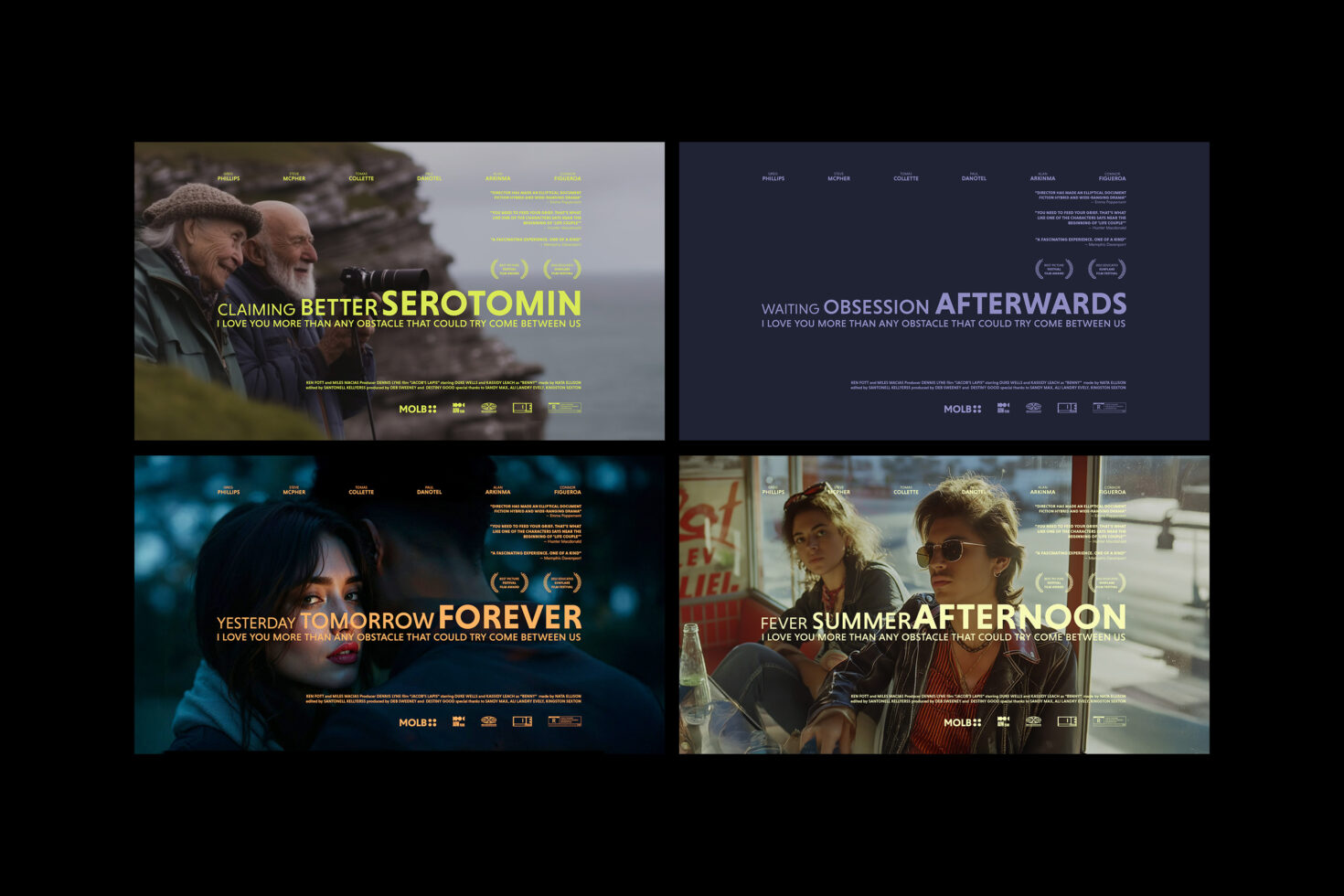 Film poster mockups featuring diverse cinematic scenes with bold titles and text. Ideal for graphic designers and template enthusiasts.