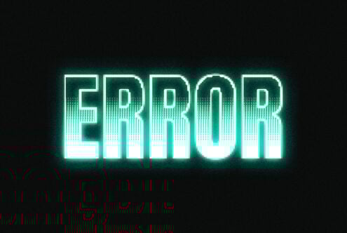 Neon error text with glitch effect on black background ideal for digital design projects. Keywords: graphics, templates, mockups, typography, glitch.