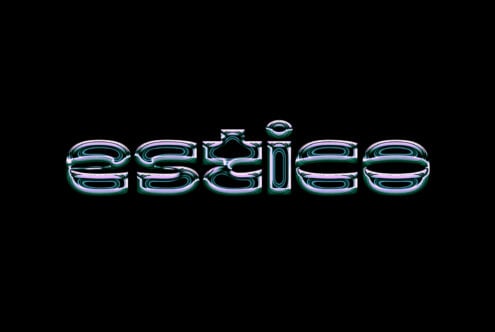 Stylized text logo with futuristic liquid chrome effect on black background suitable for graphics designers digital assets branding typography design
