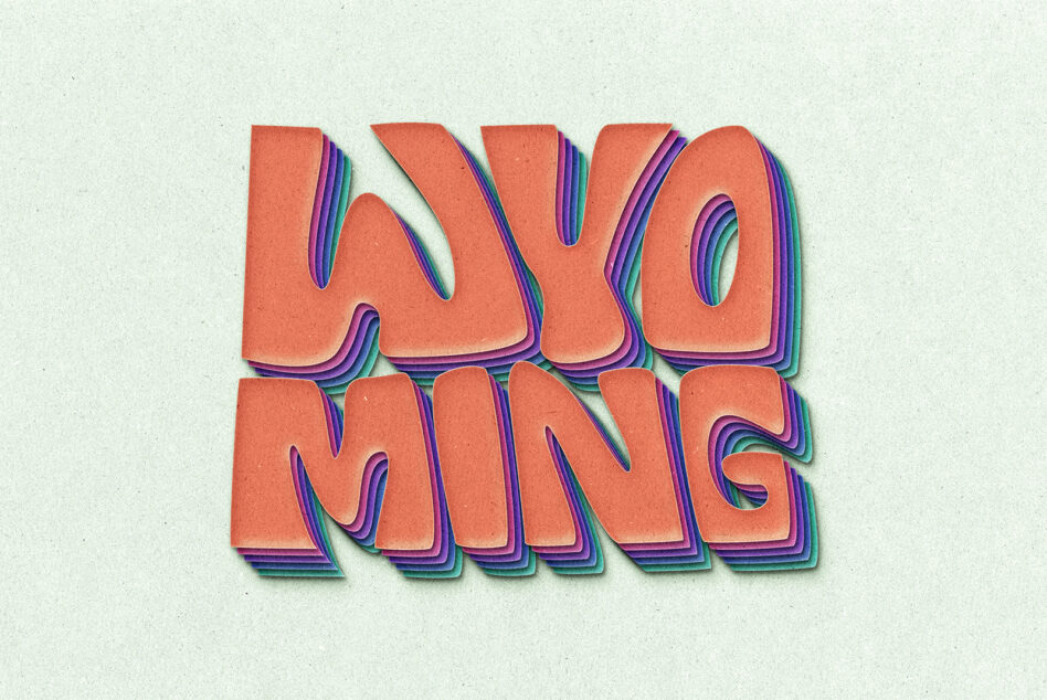 Colorful layered 3D text reading Joyful Mind in coral orange tones