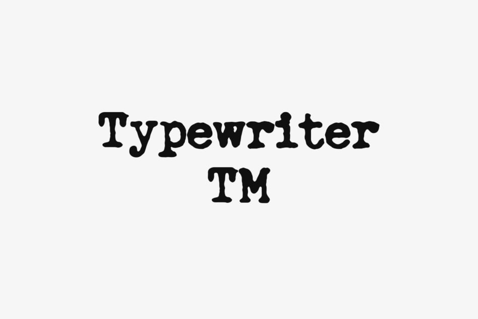 Typewriter TM typeface displaying bold slab serif letters on white