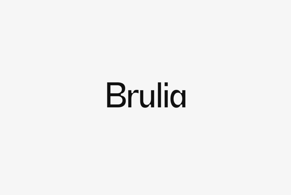 Brulia font family displayed in black sans serif typeface
