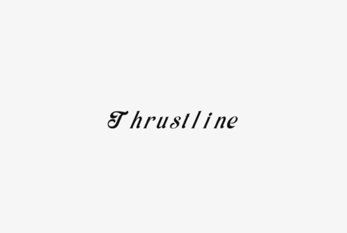 Elegant serif font preview with the word Thrustline on a light background. Ideal for typography enthusiasts and designers seeking classic font styles.