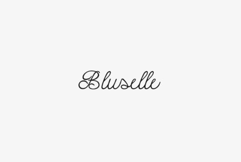 Elegant cursive script font spelling Bluselle on a white background perfect for graphic designers seeking stylish typography assets and creative font templates.
