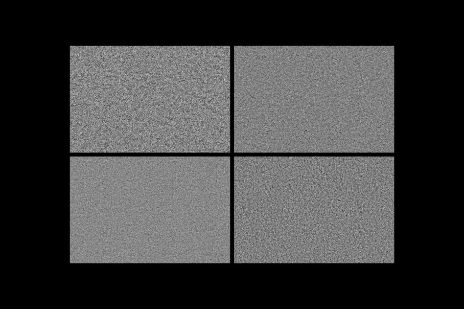 Four grainy concrete texture tiles arranged in a 2x2 grid on black background