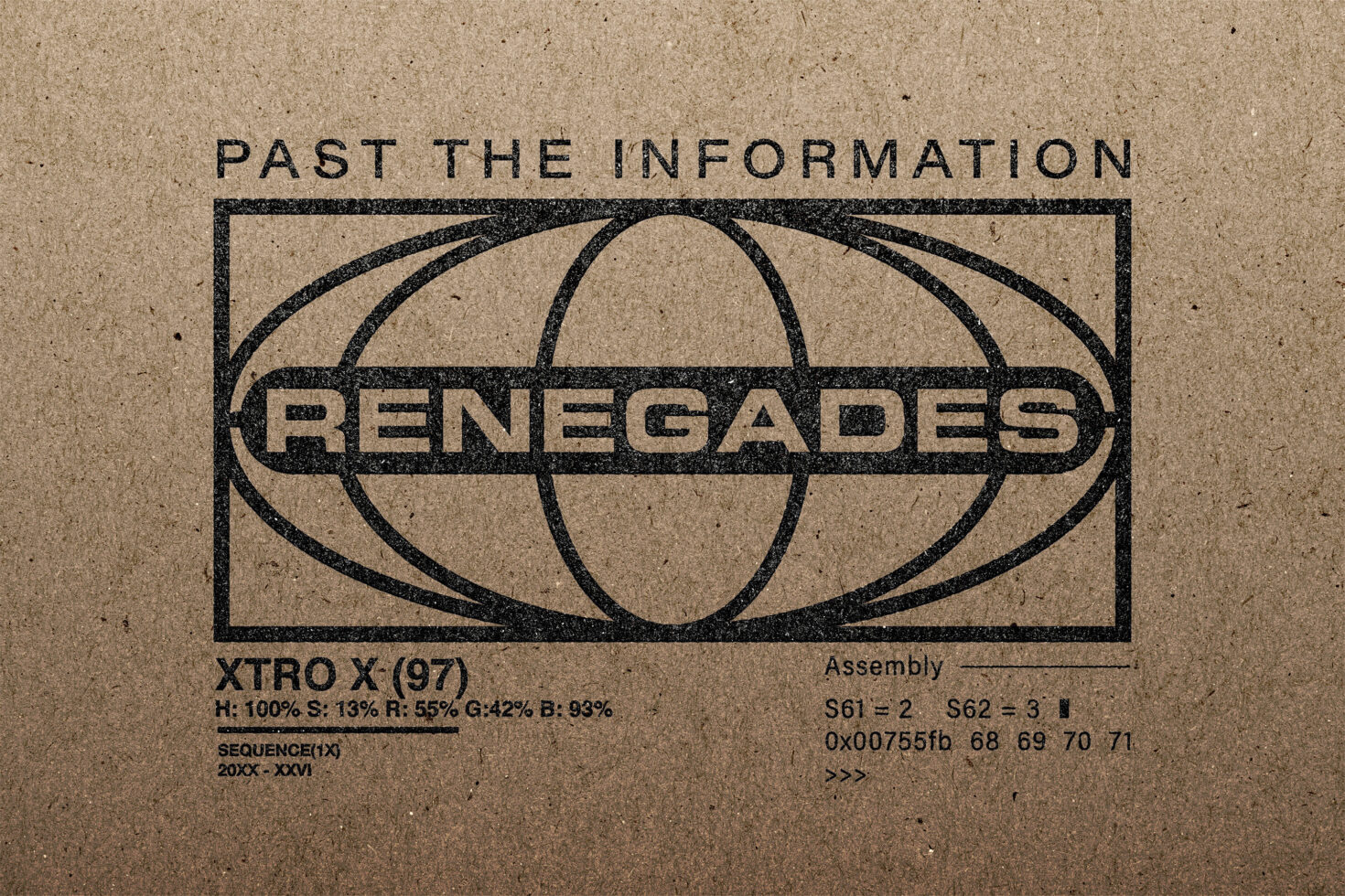 Vintage letterpress print showing renegades text over interlocking circular design on kraft paper