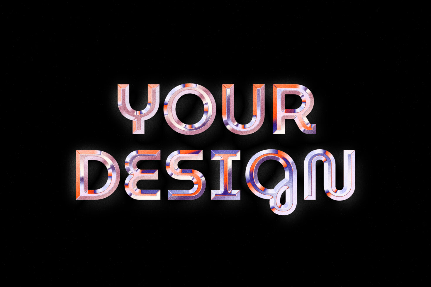3D colorful text effect mockup for digital designs on black background vibrant lettering for graphic designers showcasing typography templates