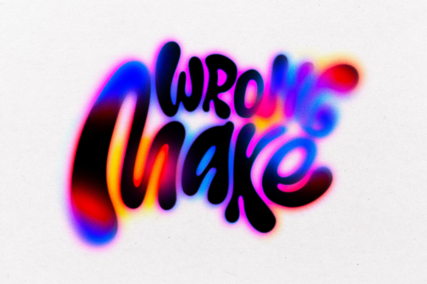 Colorful psychedelic text effect design on white background. Vibrant gradient typography perfect for bold graphic projects and creative design templates.
