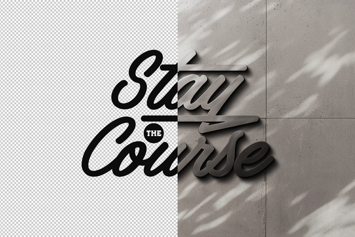 Bold black italic text overlay on transparent background with concrete texture