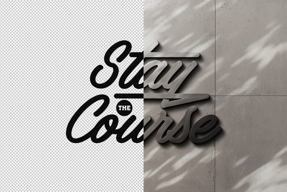 Bold black italic text overlay on transparent background with concrete texture