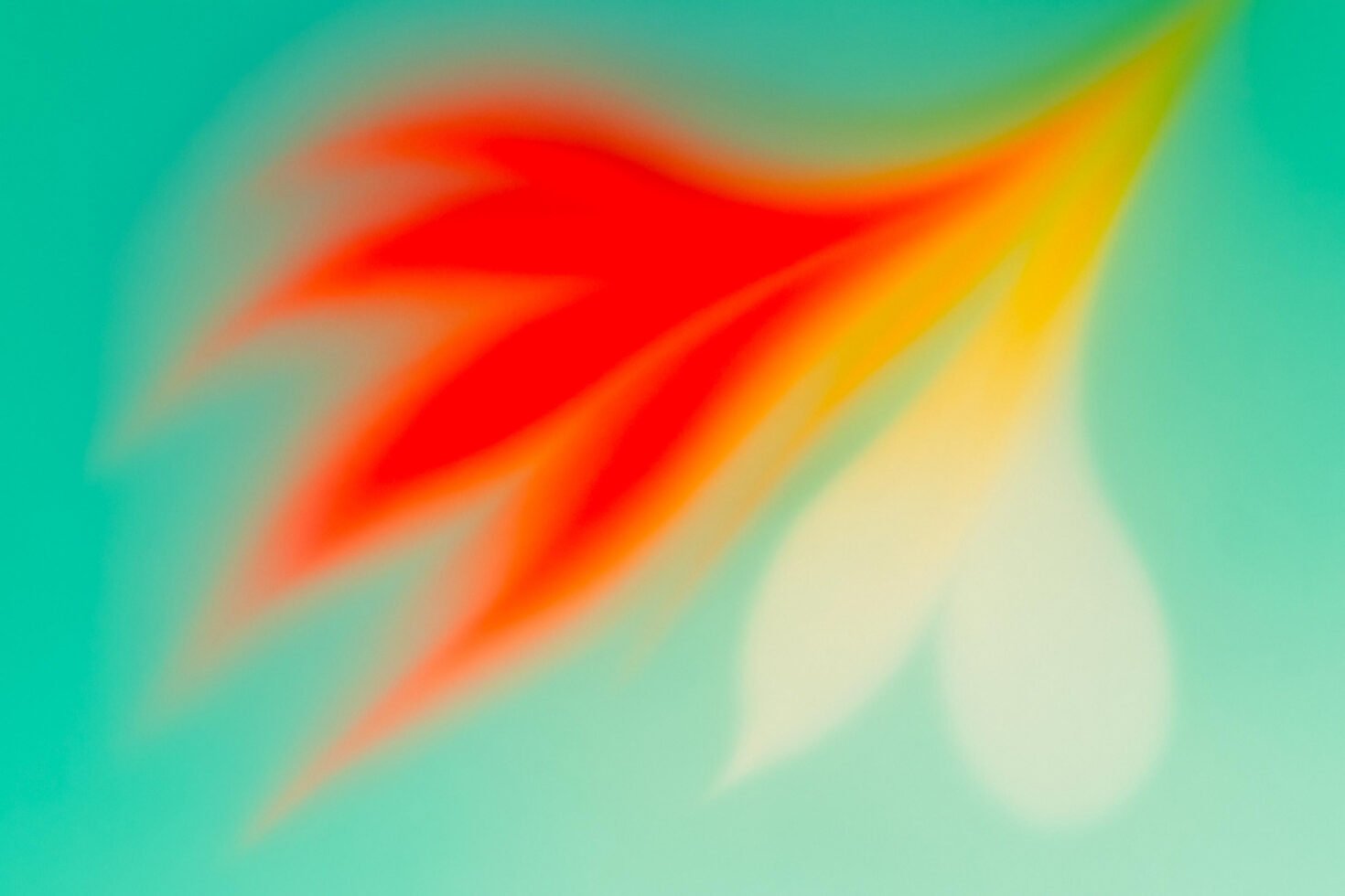 Vibrant abstract background with red and yellow gradient shapes on teal. Perfect for graphic design projects. Colorful artistic digital asset image.