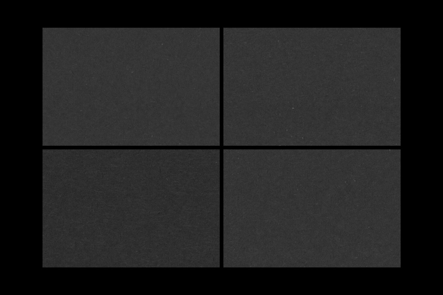 Black textured paper divided into four equal quadrants, perfect for backgrounds, graphic design, templates, mockups, and creative projects.