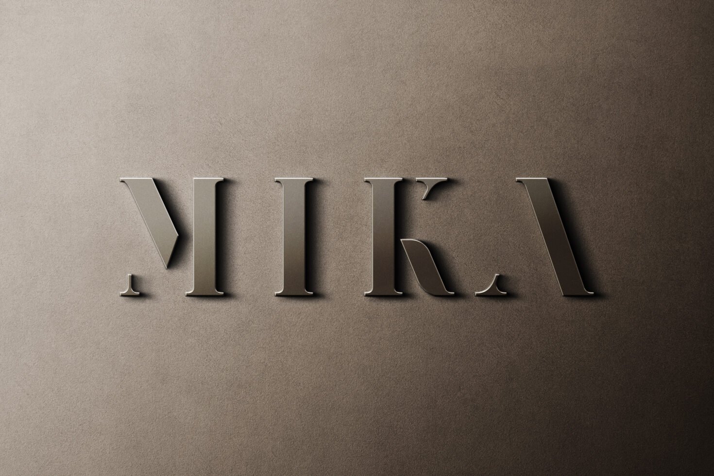 Metallic font letters on textured brown background showcasing 3D typography style perfect for mockups templates and graphic design projects.