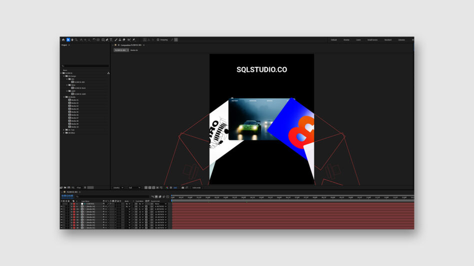 Digital design interface in editing software showcasing a dynamic mockup with vibrant graphics. Ideal for designers seeking creative templates for projects.