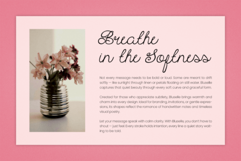 Magazine spread with dried flowers in vase photo next to script headline