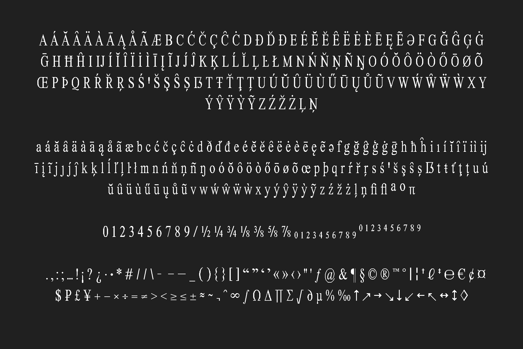 Elegant serif font displaying uppercase, lowercase, numbers, punctuation, accented characters. Ideal for graphic design, typography, branding projects.
