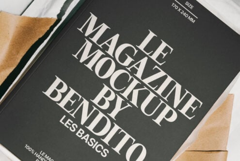 Elegant magazine cover mockup featuring bold typography and minimalist design, ideal for designers. Perfect for templates, graphic design projects.
