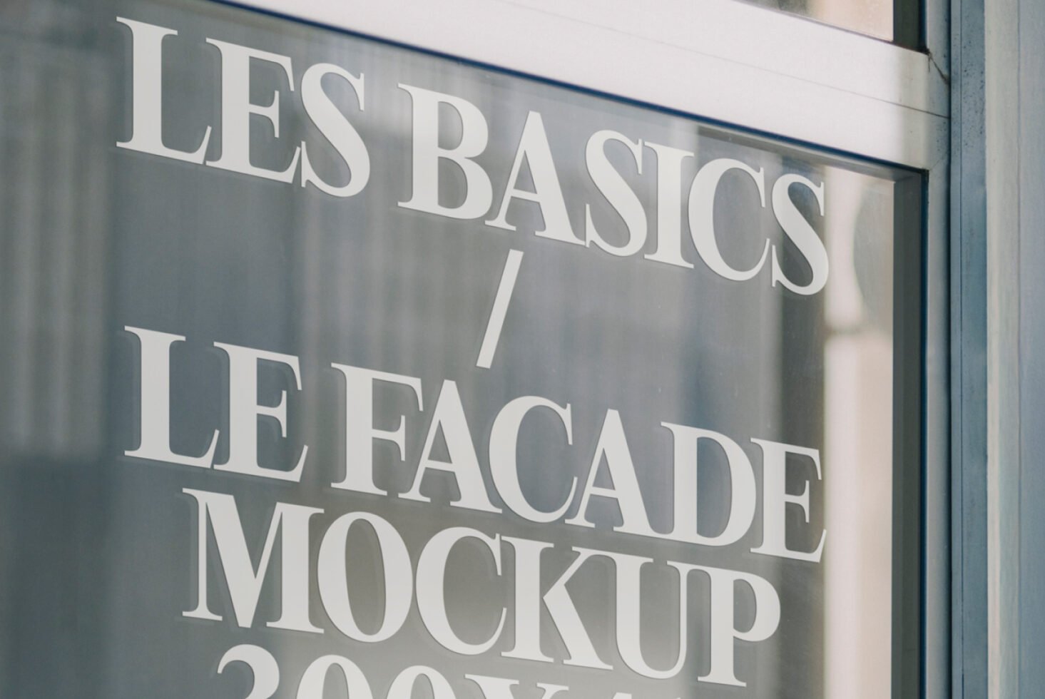 Shop window with minimalist glass signage mockup. Perfect for designers seeking storefront mockups for branding. Styled in clear modern typography.