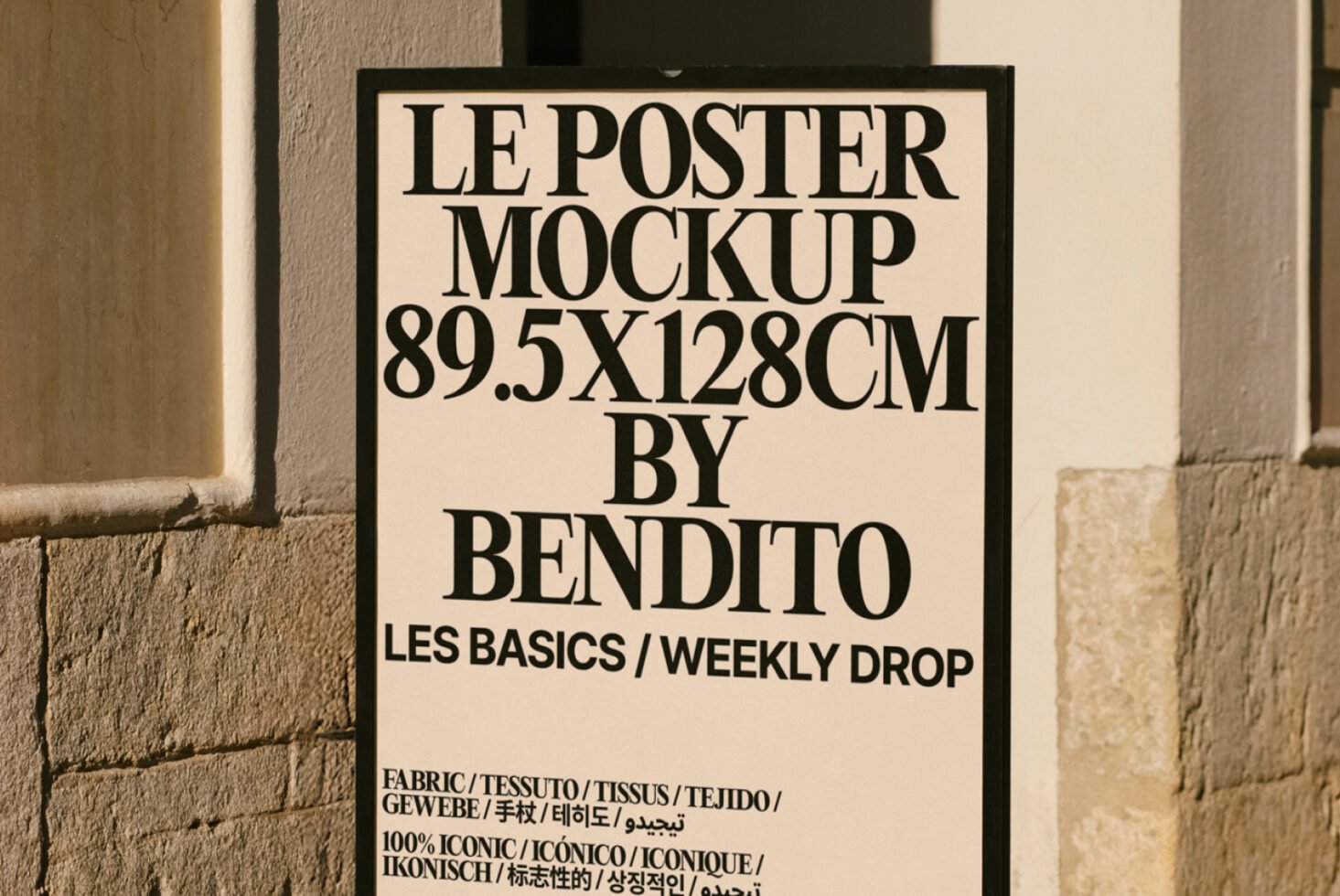 Poster mockup featuring bold black text on a light background. Perfect for showcasing design templates. Ideal asset for graphic designers and creatives.