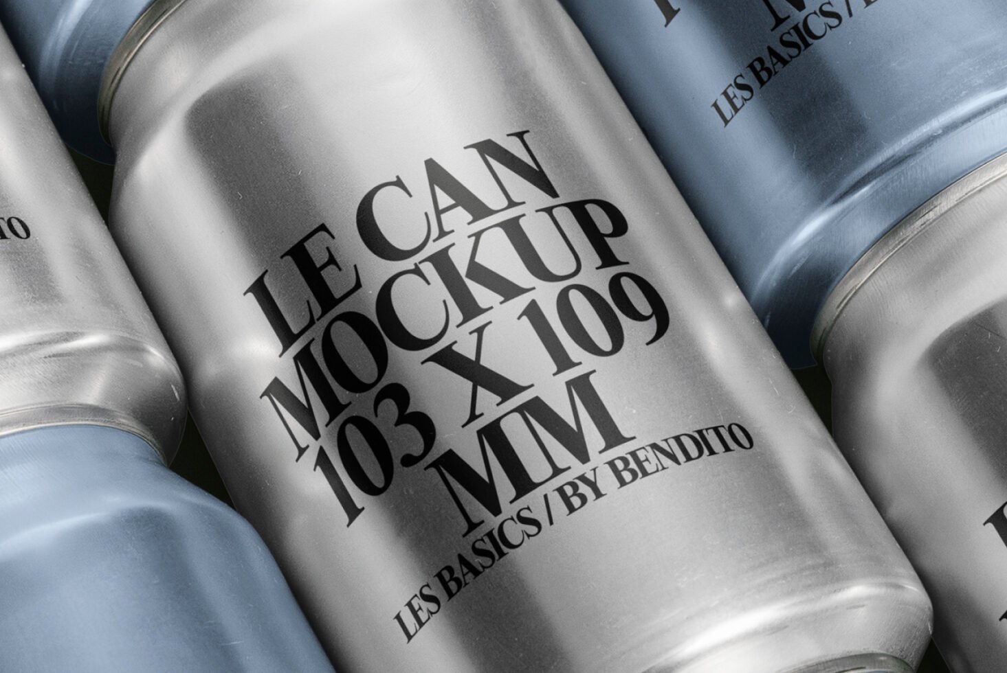 Aluminum can mockup featuring sleek metallic design with customizable label dimensions of 103x109mm ideal for branding projects and product presentations.