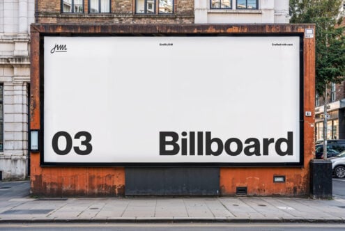 Urban billboard mockup showcasing clean design ideal for advertising promotion marketing campaigns. Perfect asset for designers and graphic templates.
