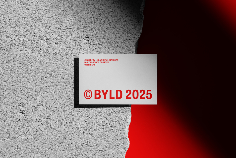 BYLD 2025 sign in red on light textured wall with red corner backdrop
