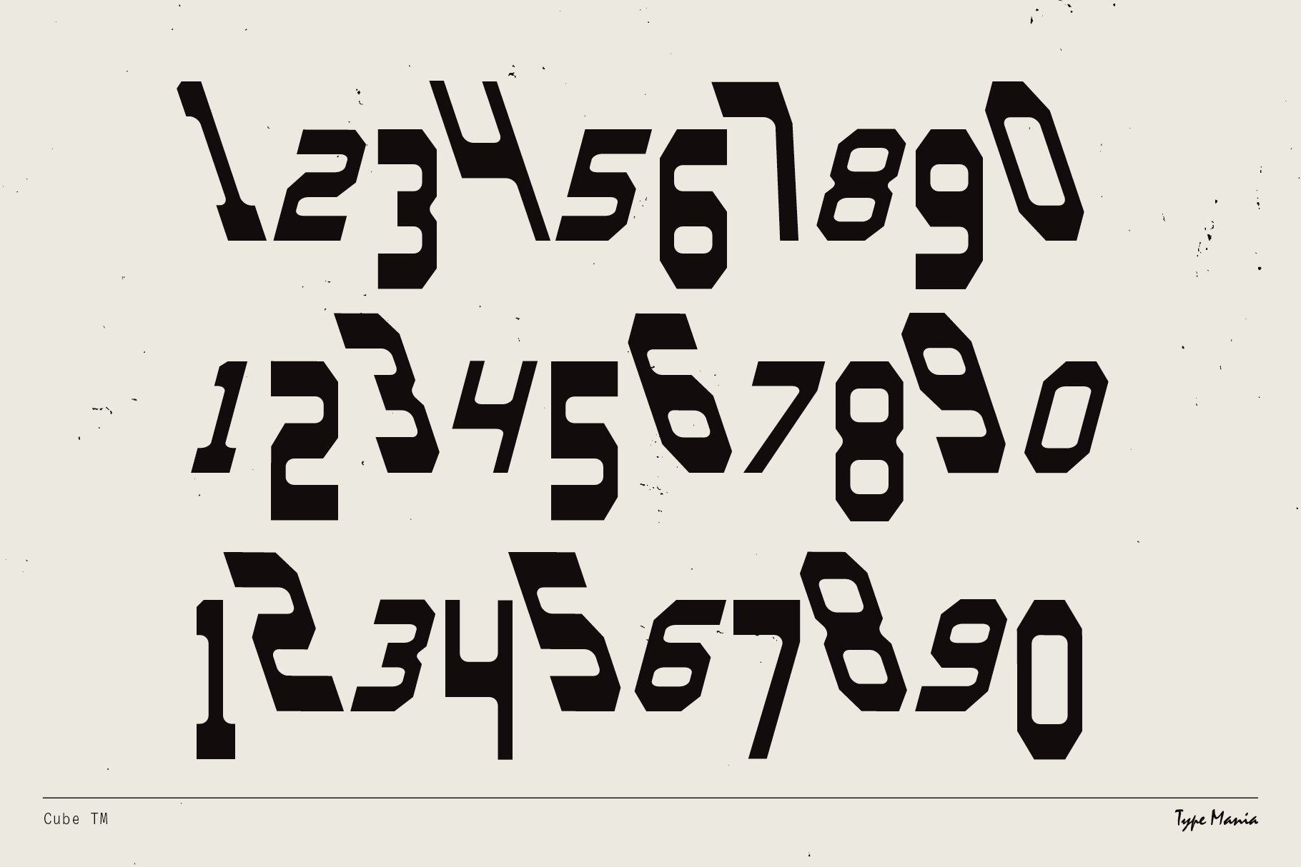 Bold geometric font numeral set in black on beige background perfect for graphic design projects typography templates and creative assets.