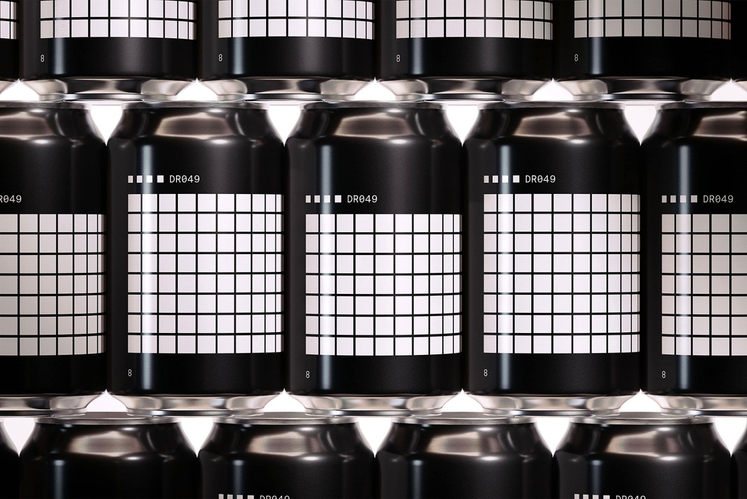 Black and white grid can mockup for designers. Perfect for showcasing branding, packaging design, or product presentations. Ideal mockup asset