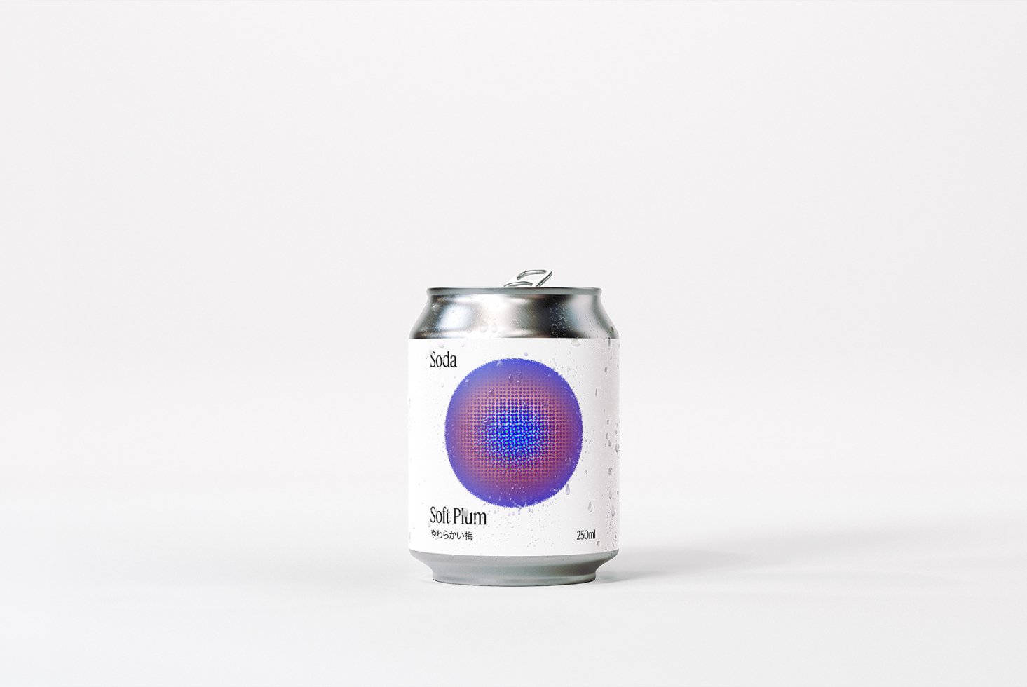 Soda can mockup featuring modern design with abstract artwork on white label. Ideal for packaging designers. Keywords: mockup, soda can, design.