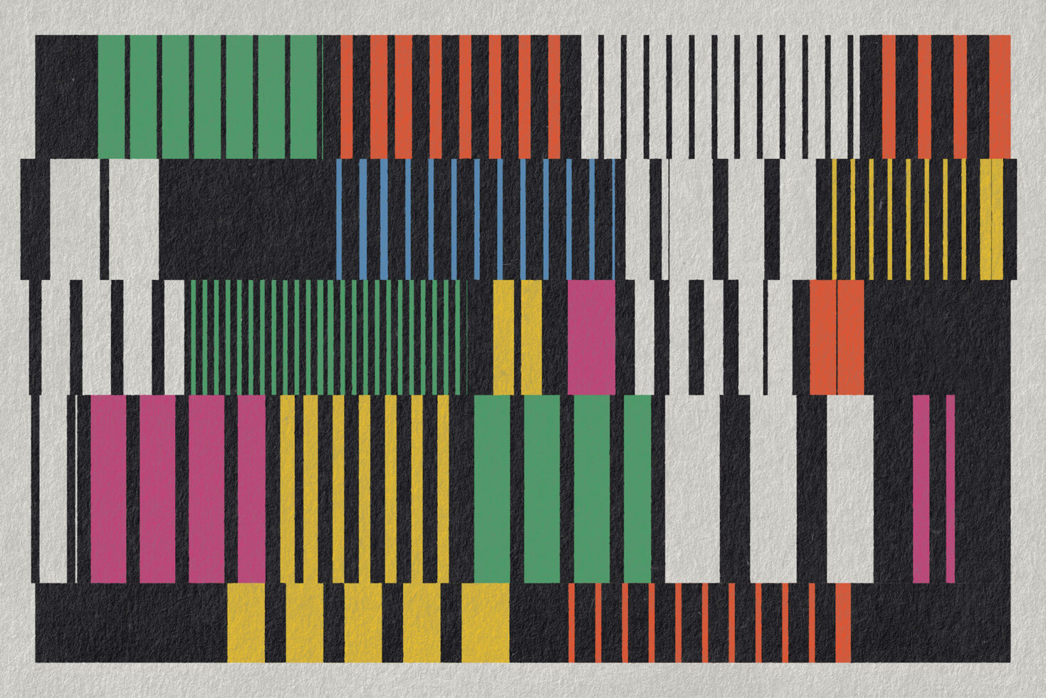 Abstract geometric design with colorful stripes and vertical lines on textured paper background graphic suitable for digital designers and templates.