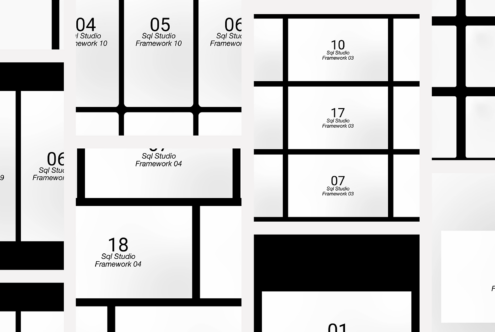 Grid layout mockup featuring Sql Studio framework designs for digital assets showcases. Ideal for designers seeking templates and graphics.