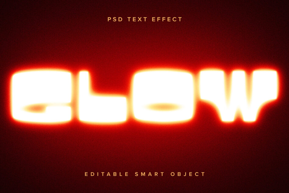 Bright white glowing text with red hot neon glow effect on dark red background