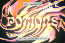 Vibrant psychedelic text effect with swirling colors and bold typography. PSD file with editable smart object for graphic designers. Keywords: text effect, PSD, editable.
