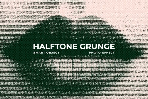 Halftone grunge effect with smart object feature for designers. Ideal for graphics projects needing a vintage or retro look. Perfect for templates.