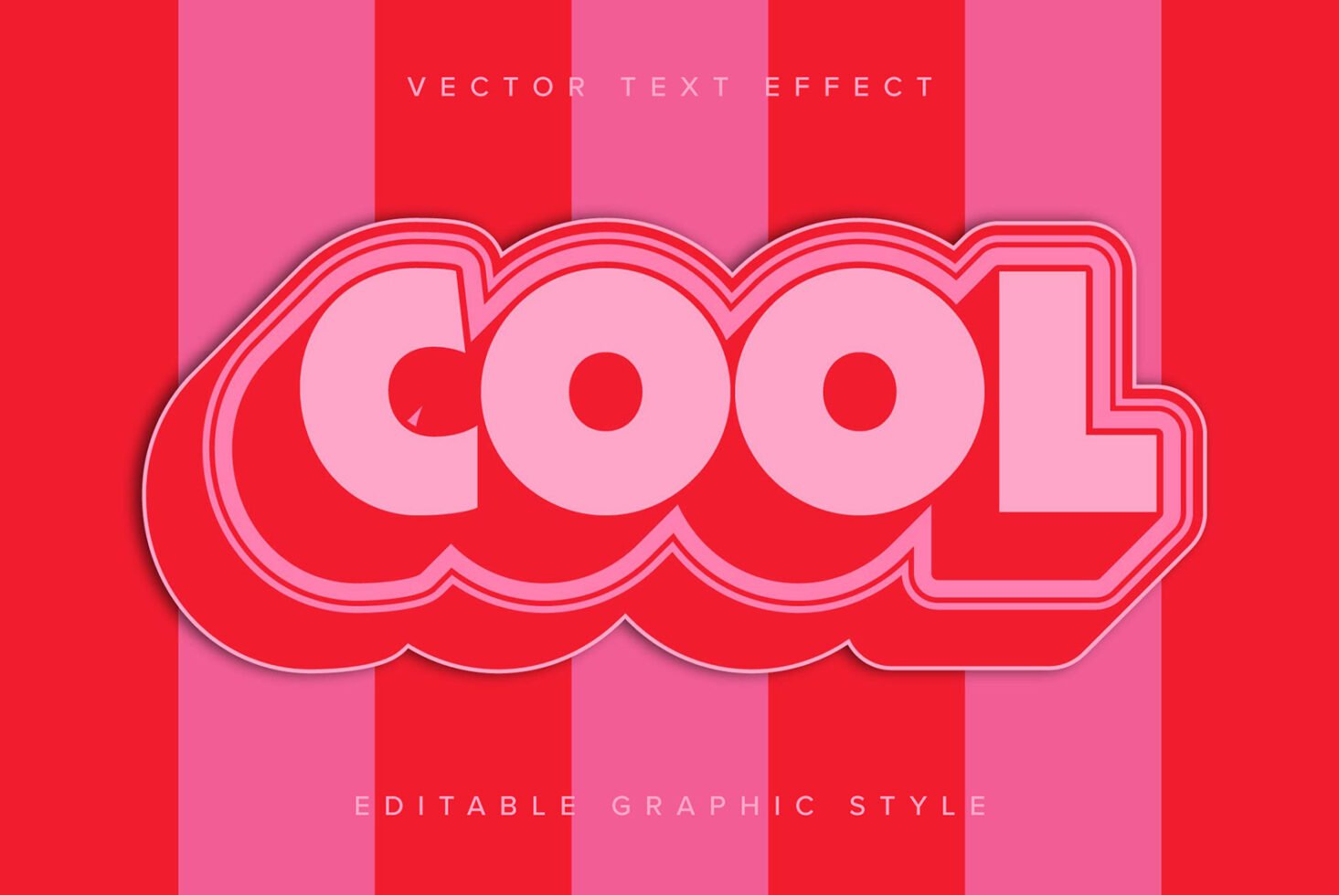 Bold red and pink vector text effect reading cool with layered typography ideal for graphic design templates and editable graphic styles.