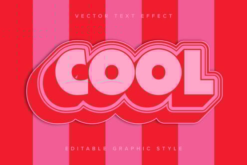 Bold red and pink vector text effect reading cool with layered typography ideal for graphic design templates and editable graphic styles.