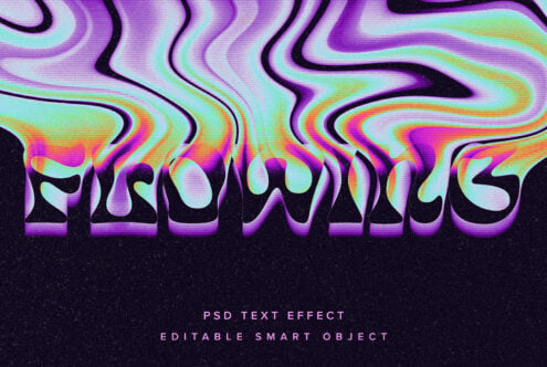 Liquid neon gradient text with rainbow colors on black backdrop