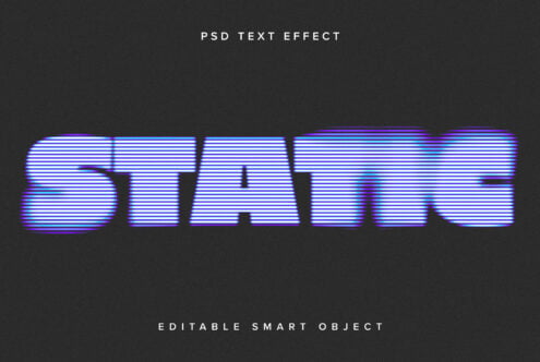 Scanline text effect with blue neon lines creating horizontal distortion on dark