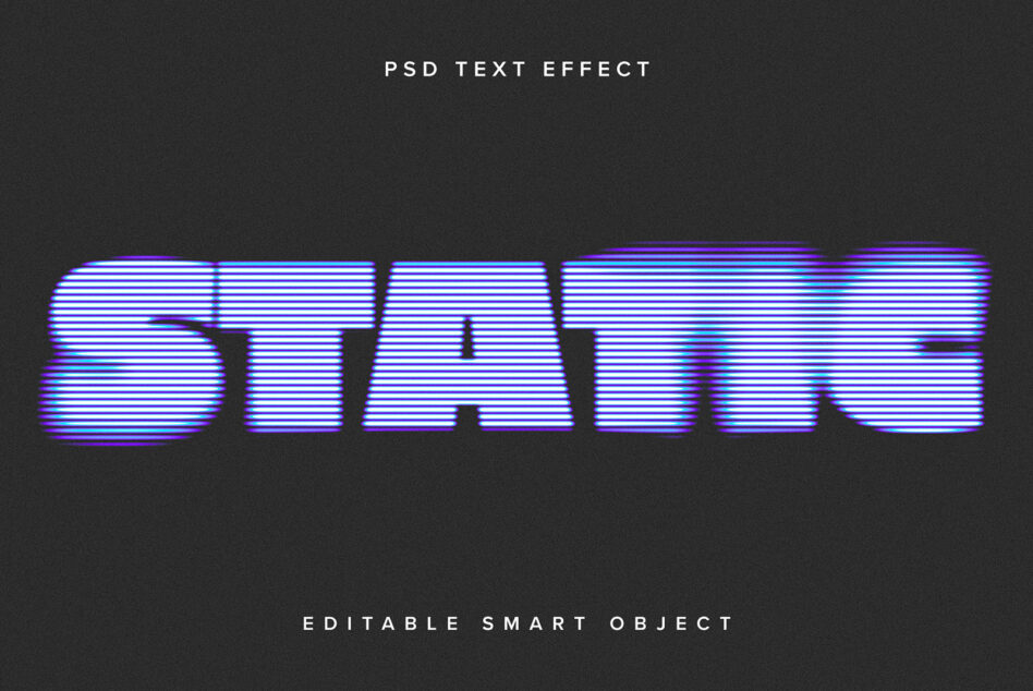 Scanline text effect with blue neon lines creating horizontal distortion on dark