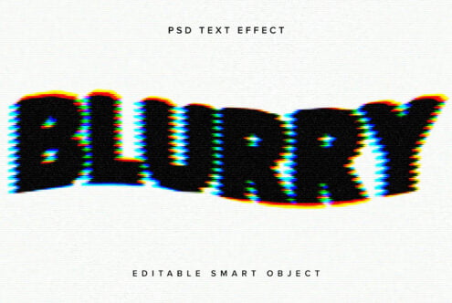 RGB color fringe text with scanline distortion on white background