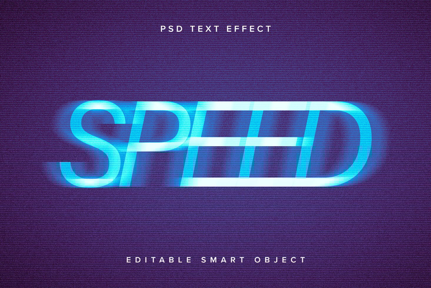 Blue-speed text effect on purple background PSD file Editable design asset for designers Typography Graphics Template for creative projects