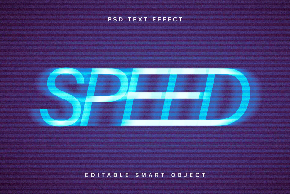 Bright cyan neon lettering with scanlines on purple grid texture