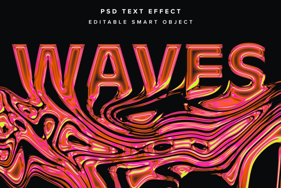 Large neon letters with liquid color effect pink orange lime