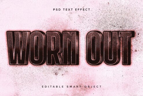 Outlined bold letters with gritty texture on speckled pink backdrop