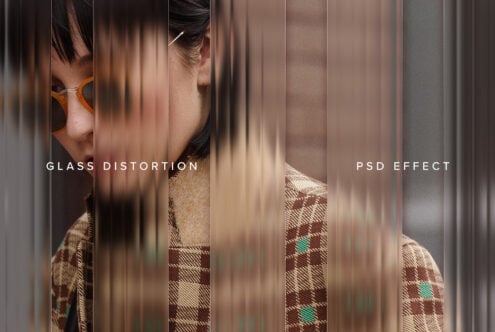Glass distortion PSD effect mockup featuring a blurred portrait for designers. Ideal for graphic projects and creative template applications.